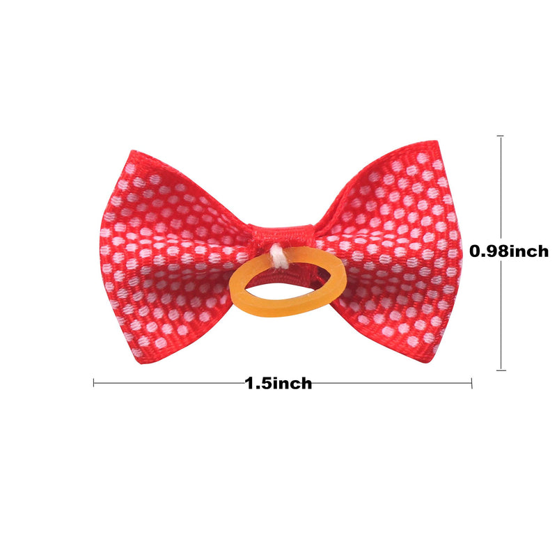 YAKA 60PCS (30 Paris) Cute Puppy Dog Small Bowknot Hair Bows with Rubber Bands Handmade Hair Accessories Bow Pet Grooming Products (60 Pcs,Cute Patterns) (Rubber Bands Style 2) - PawsPlanet Australia