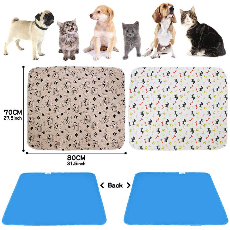 SaponinTree Large Puppy Training Pads, 2 Pack Washable Dog Training Mat, Reusable Leak-proof Non-slip Super Absorbency Pet incontinence pads for Cat Dog Rabbit, 70 * 80cm Brown+white - PawsPlanet Australia