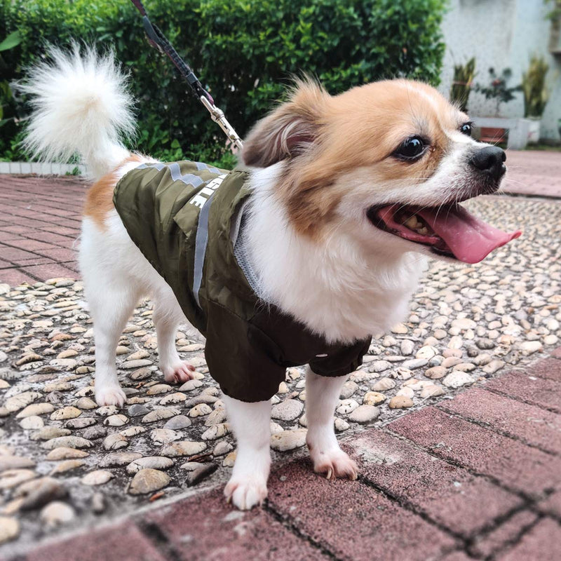 T'CHAQUE Dog Raincoat Hooded with Reflective Strip, Lightweight and Breathable Waterproof Dog Slicker Poncho Jacket, Stylish Folding Rainwear Jumpsuit for Puppy, Small and Medium Dogs Green - PawsPlanet Australia
