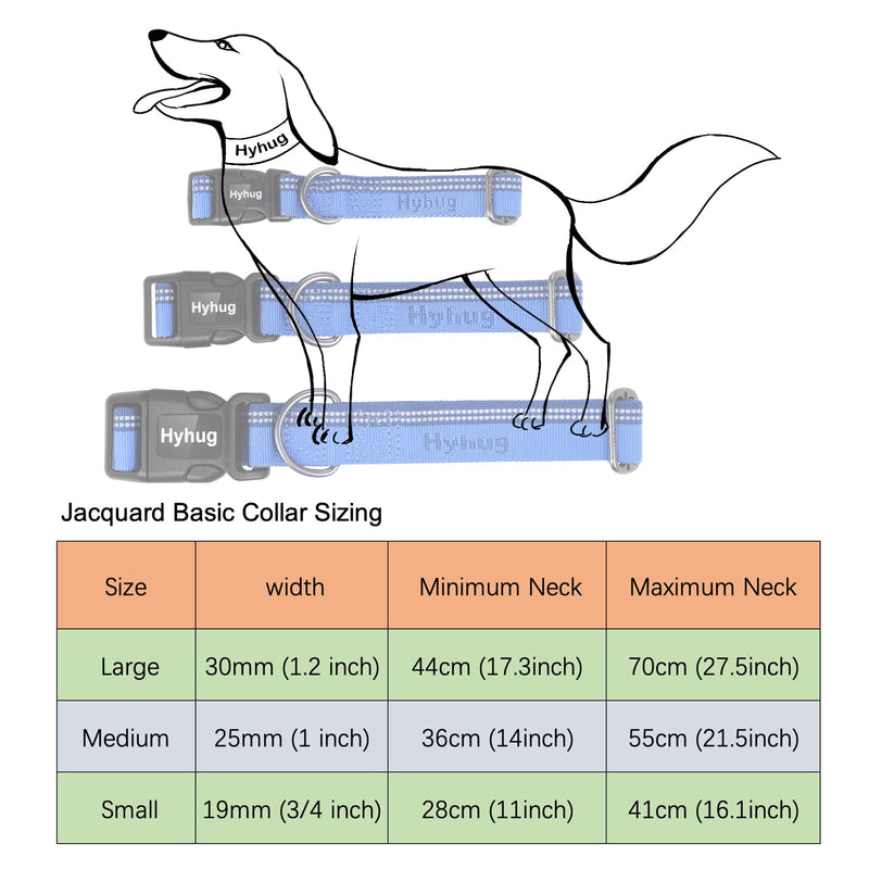 Hyhug Design Two Tone Nylon Jacquard Webbing Heavy Duty Classic Basic Collar Quick Release Buckle Specially Designed for Gentle Breed Dogs (Large, Classic Blue) Large - PawsPlanet Australia