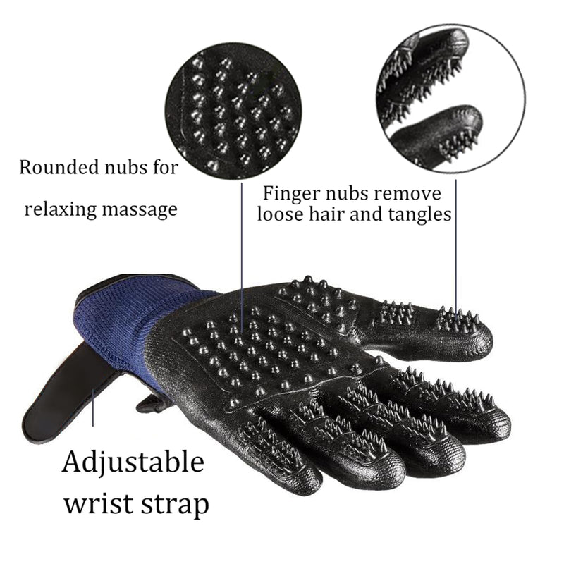 Glove Hair Removal Gloves for Dogs Cats, Pet Care Fur Change Care Cleaning Gloves Pet Brush Grooming Gloves Pet Massager, One Pair, Blue Blue 2 - PawsPlanet Australia