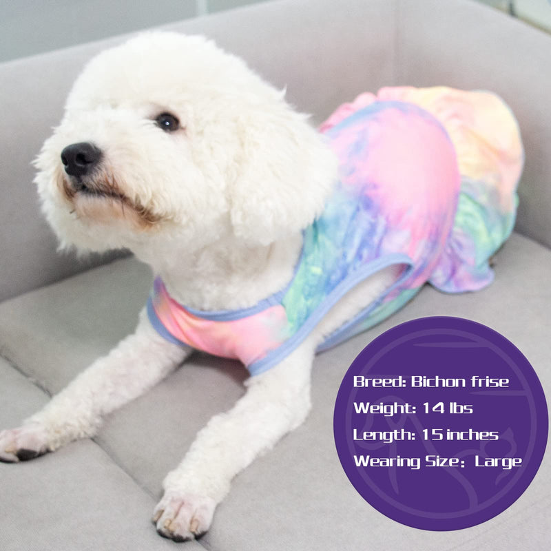 cyeollo Dog Dress 2 Pack Tie Dye Dresses Stretchy Breathable Pet Summer Dog Clothes for Small Dogs XS-(3-5lbs) | Chest(10''-12'') - PawsPlanet Australia