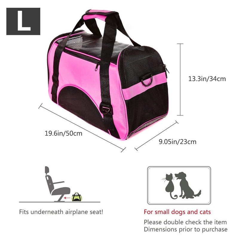 PETCUTE Dog carrier Cat carrier bag dog travel carrier Soft sided pet carriers for small animals L 50 x 23 x 34 cm Pink - PawsPlanet Australia