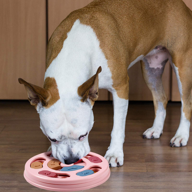 [Australia] - FASOON Interactive Dog Food Puzzle Toy - Treat Dispensing Dogs Slow Feeder Increase IQ Pet Dog Training Games Feeder Interactive Pet Supplies Round-Pink 