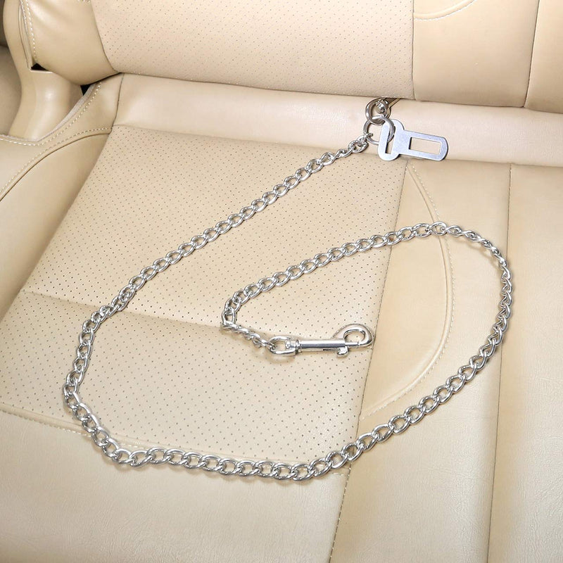 [Australia] - Mogoko Stainless Steel No chew Dog Car Seat Belt, Pet Vehicle Safety Restraint Cable, Heavy Duty Big Canine Dog Car Leash Strap with Double Clip and Latch Attachment 33.4 Inch/85 CM 