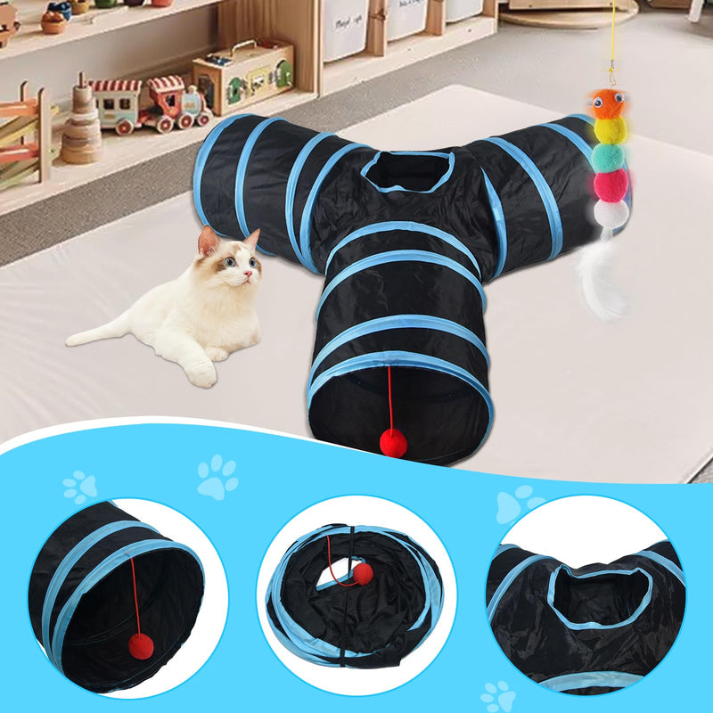 TAVADA cat toy set with cat tunnel, 38 pieces cat toys, also includes balls, tumblers, feather toys, toy mice, cat toys variety toy set - PawsPlanet Australia