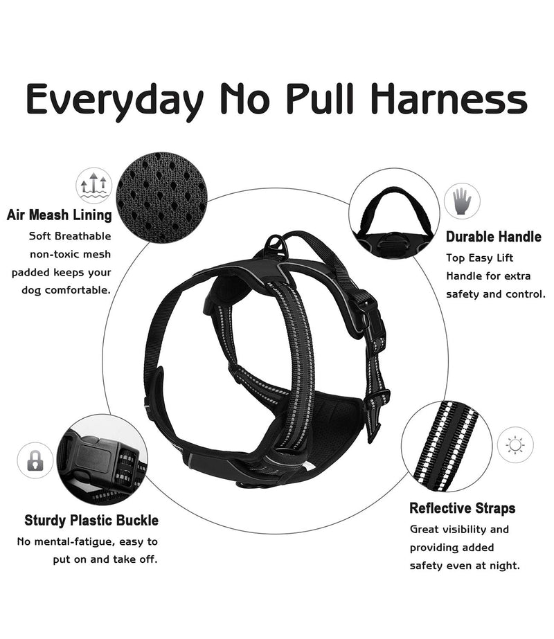 Dog Harness No Pull, Adjustable Reflective Breathable Vest with Handle for Large Dogs Walking by Best Pet Supplies, Easy Control Tactical Dog Harness Small Black - PawsPlanet Australia