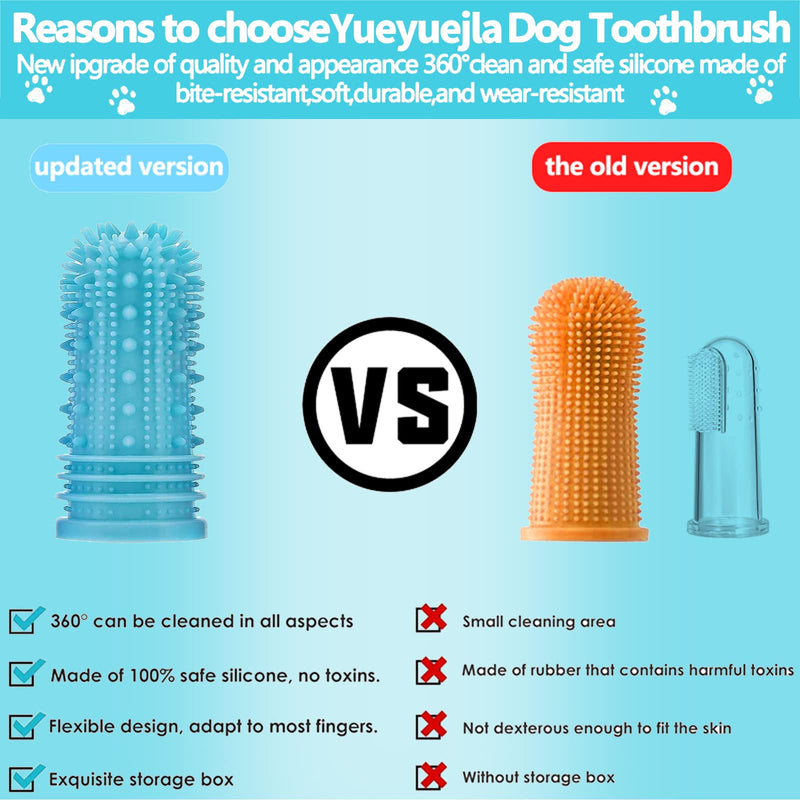 Dog Toothbrush Dog Finger Toothbrush Pack of 4 for Dogs, Cats, Puppies Dental Care & Fresh Breathing, Silicone, Fully Surrounded Bristles, Reusable with Storage Box 2 Blue + 2 Orange - PawsPlanet Australia