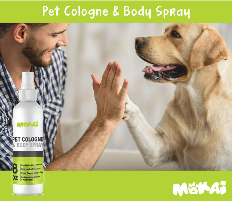 [Australia] - MOKAI Pet Cologne and Body Spray for Dogs Cats Horses and Ferrets | Sweet Pea and Vanilla Scented Grooming Perfume Deodorizes Skin and Coat Providing Long Lasting Freshness and Eliminating Odors (8oz) 