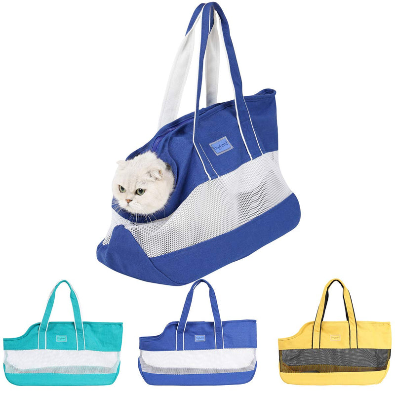 Rantow Head-out Cat Dog Travel Shoulder Bag Carrying Handbag - with Escape Proof Leash Inner- Tote Design Pet Carrier Suitable for Puppy Small Dogs Cats Outdoor Biking Hiking Shopping (Blue) Blue - PawsPlanet Australia