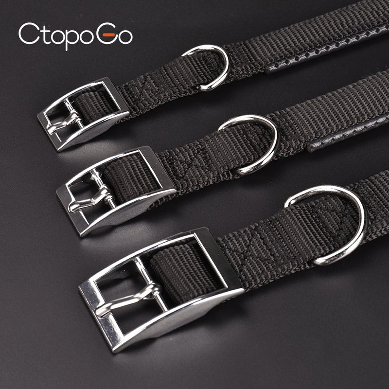 CtopoGo Dog Collar Comfy And Soft Adjustable Collar For Small/Medium/Large Dogs, Easy Buckle Design,Luxury Leather Dog Collar, Neck 12"-24" (M (Neck 40-50cm), Black) M (Neck 35-45cm) - PawsPlanet Australia