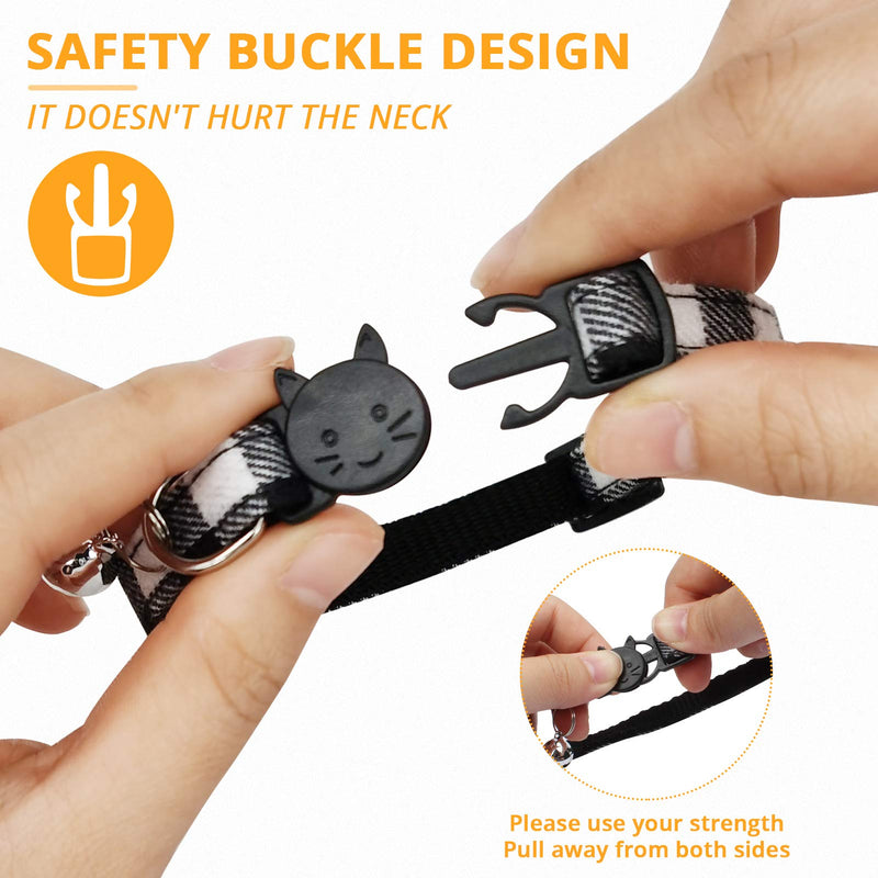 MJIYA Pet Dog and Cat Collar with Bell Grid Collar Plastic Buckle Light Adjustable Collars Black Medium - PawsPlanet Australia