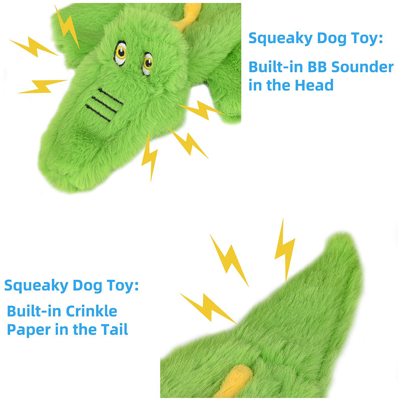 SHOKUTO Dog Toys, Interactive Dog Toys for Boredom for Puppy Small Medium Large Dogs, No Stuffing Crocodile Squeaky Dog Toys, Durable Dog Chew Toys for Teeth Cleaning, Christmas Dog Toys Gifts Green Crocodile - PawsPlanet Australia