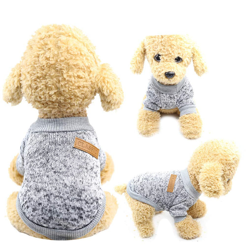 [Australia] - Mummumi Small Dog Clothes, Puppy Soft Thickening Warm Autumn Outwear Cat Windproof Dog Knit Sweaters Winter Clothes Outfit Apparel for Small Dog Chihuahua,Yorkshire, Terrier, Poodle S Gray 