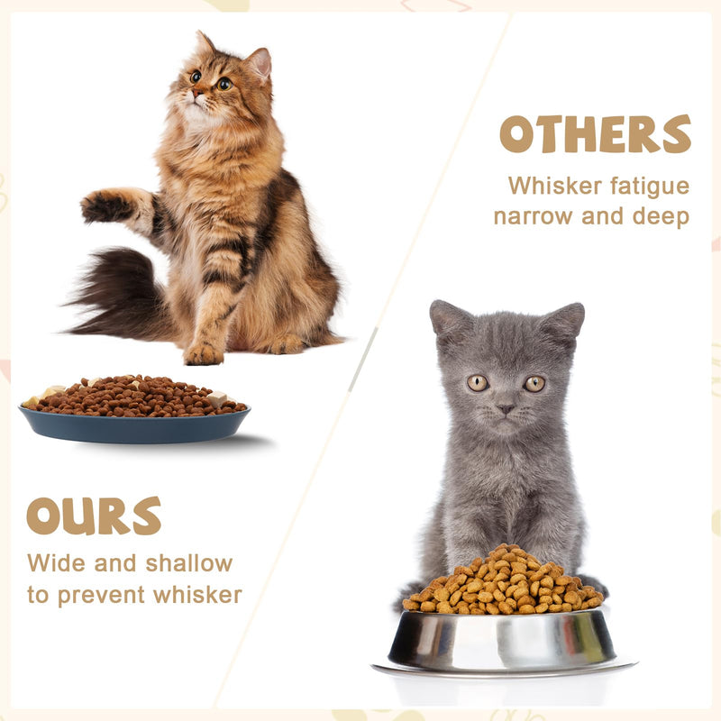 8 Pieces Cat Food Bowl Set, 6 Inch Shallow Cat Food Dish Whisker Fatigue Relief Cat Bowl Cat Wet Feeding Bowls Wide and Small Pet Plate for Cats and Small Dogs (Round,Square) - PawsPlanet Australia