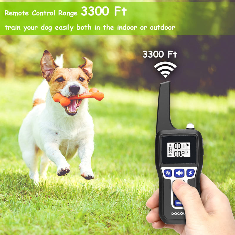 DOGOLA Dog Training Collar - 2 Receiver Rechargeable Collar for Dogs with Remote, w/3 Safe Training Modes, Waterproof Barking Collar, 3300Ft Remote Range, Shock Collar for Small Medium Large Dogs - PawsPlanet Australia