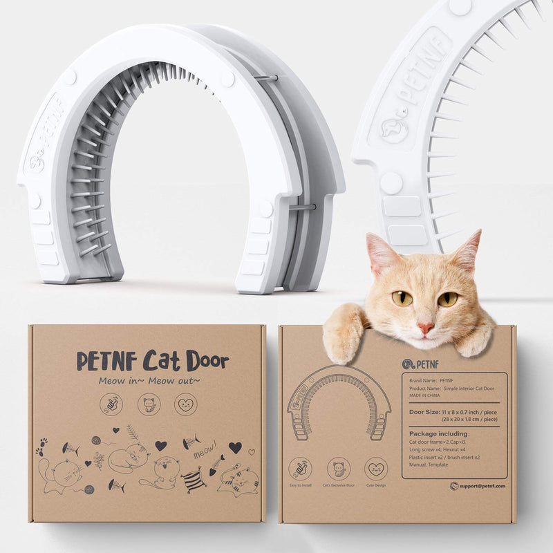[Australia] - Interior Cat Door Pet Door for Cats with a Removable Cleaning Grooming Brush Large Pet Cat Pass for Adult Cats up to 35 lbs Easy to Install Indoor Cat Door Detailed Instructions Plus Screws Caps 