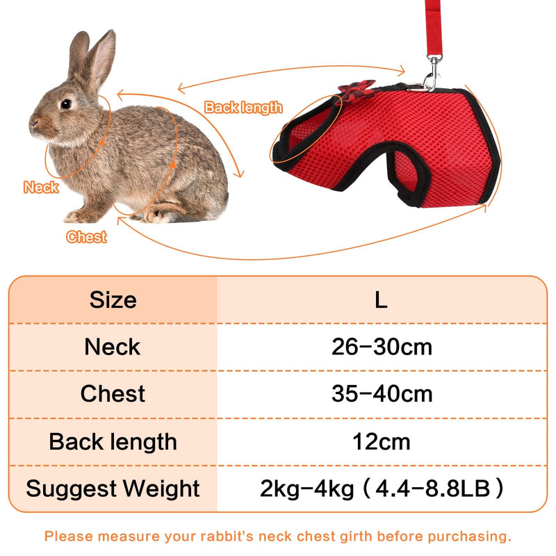 Yuehuabao Pack of 2 Rabbit Harnesses, Breathable Rabbit Harness, Soft Mesh for Rabbits, Hamsters with Leash, Small Animals, Jogging (L, Blue Red) - PawsPlanet Australia