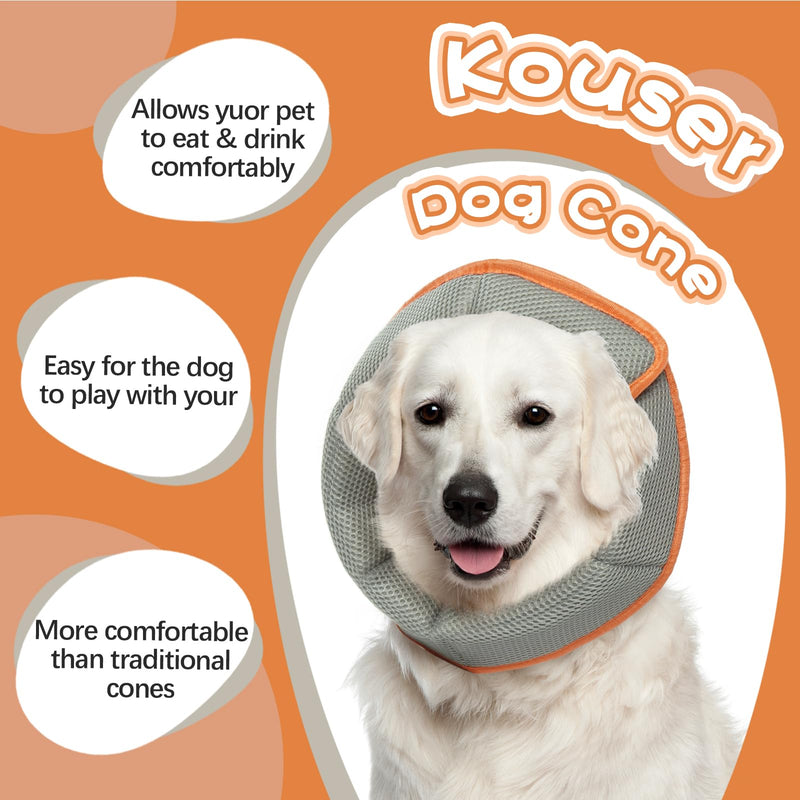 Kuoser collar dog, comfortable leak protection dog, protective measures protective collar dog, adjustable dog collar, dog collar leak protection for dogs, prevention of bite and lick wounds, orange L L---neck circumference: 34-44cm orange - PawsPlanet Australia