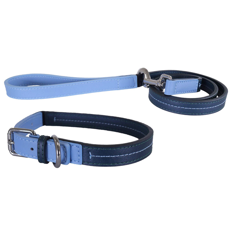 Rosewood Baby blue & navy leather dog lead 3/4 * 40", One Size - PawsPlanet Australia