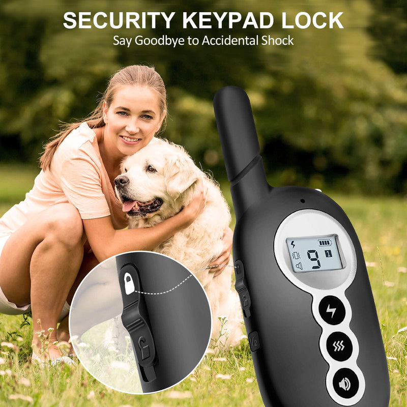 Dog Training Collar, Dog Shock Collar with Remote, Rechargeable Rainproof 1500Ft Remote Range, Shock Collar for Dogs 4 Working Modes, Beep Vibration Shock and Light, Adjustable - PawsPlanet Australia