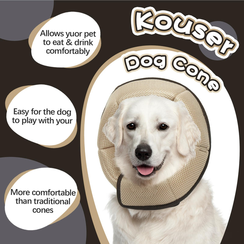 Kuoser collar for dogs, comfortable leak protection for dogs, protective measures for dogs, adjustable dog collar, dog collar for dogs, prevention of bite and lick wounds, brown L L---Neck circumference: 34-44cm brown - PawsPlanet Australia