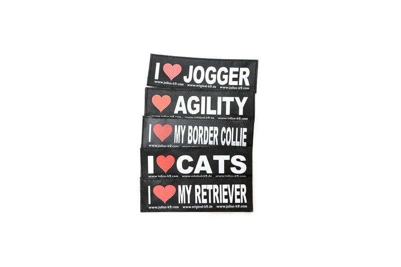 Julius-K9, 162LR-G-55464, ORIGINAL Interchangeable Patches, Size: Large, Black label with white fluorescent text, 1 pair, FRIENDLY - PawsPlanet Australia