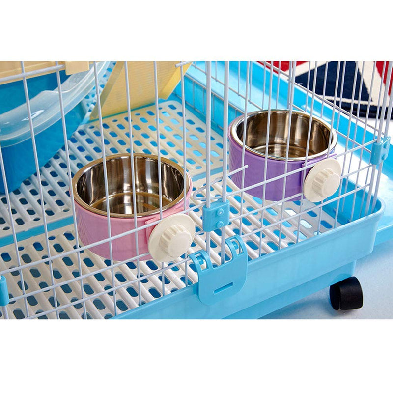 RUBYHOME Dog Bowl Feeder Pet Puppy Food Water Bowl, 2-in-1 Plastic Bowl & Stainless Steel Bowl, Removable Hanging Cat Rabbit Bird Food Basin Dish Perfect for Crates & Cages Small Blue - PawsPlanet Australia