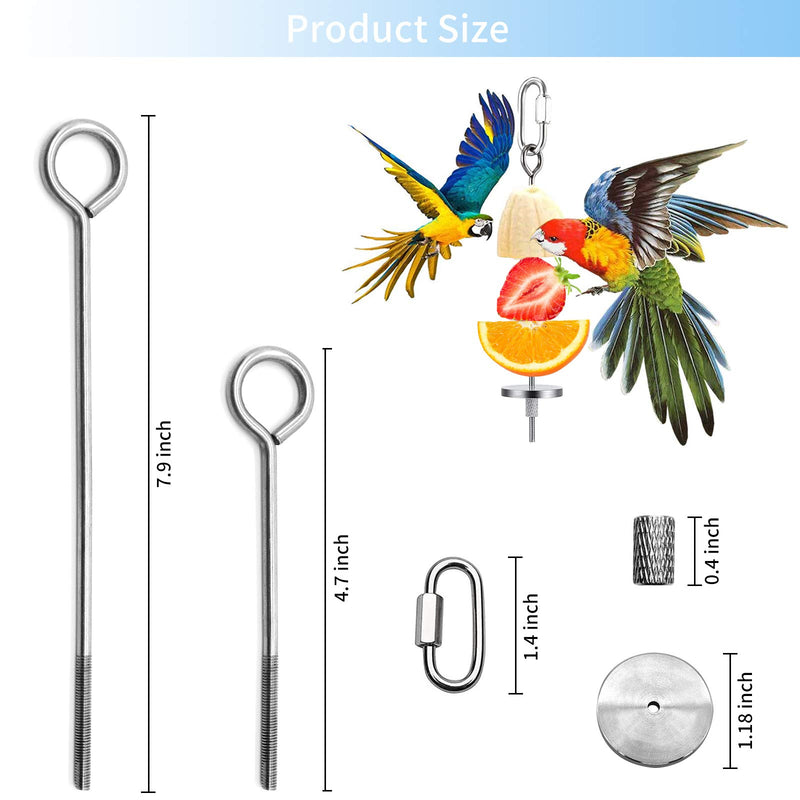 Bird Food Holder, Bird Feeder Toy, Stainless Steel Small Animal Fruit Vegetable Stick Skewer, Foraging Hanging Food Feeding Treating Tool for Parrots Cockatoo Cockatiel Cage 3Pcs - PawsPlanet Australia