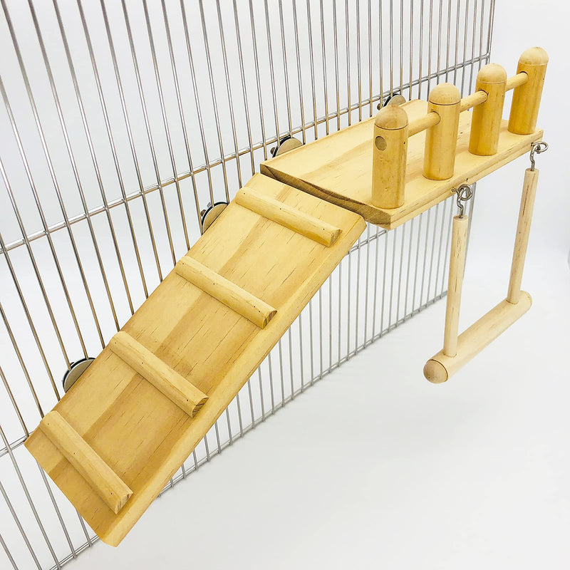 Parrot Climbing Ladder, Bird Wooden Playground with Climbing Ladder Stand, Parrot Play Stand, Bird Swing for Green Cheeks, Small Lovebirds, Goldens, Hamsters, Bird Cage Chew Toy Set - PawsPlanet Australia