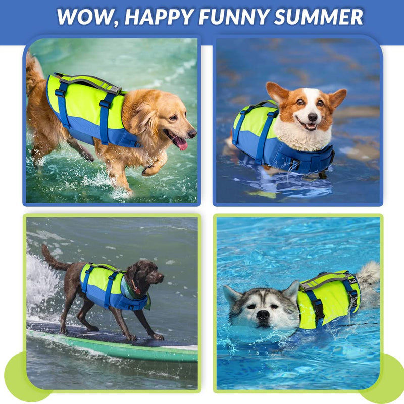 SlowTon Dog Life Jackets, Neoprene Enhanced Buoyancy Aid Adjustable Pet Swim Float Lifejacket with Reflective Rescue Handle, Dogs Safety Lifesaver Vests for Surfing Boating Pool Beach Sea XS Yellow - PawsPlanet Australia