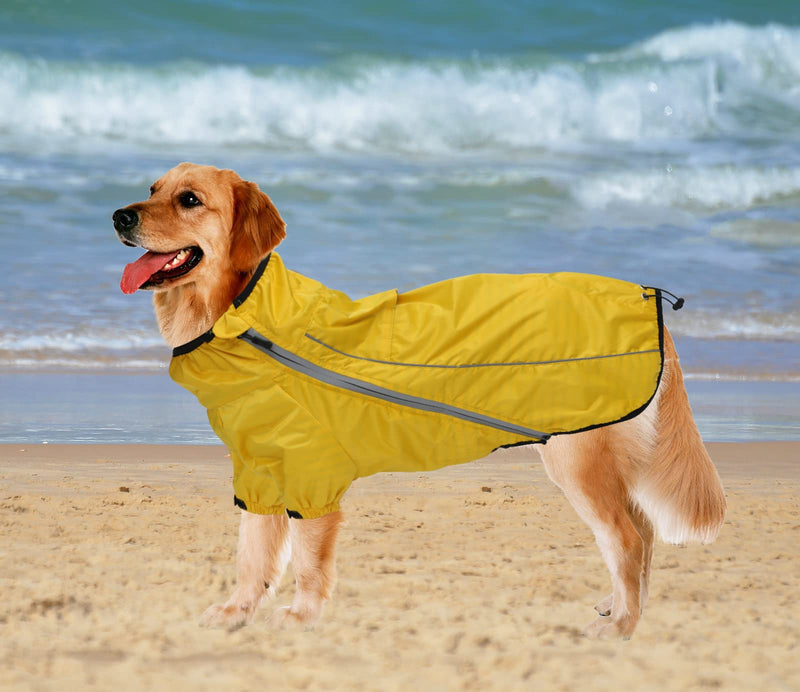 Pethiy Dog Raincoat Outdoor windproof 1/2 Leg jacket, Pet Outdoor Clothing Dog Waterproof Coat,Pet Lightweight Rain Jacket With Reflective Strip-Yellow-M M Yellow - PawsPlanet Australia