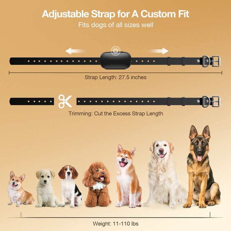 GHORA Bark Collar - Rechargeable Dog Bark Collar w/7 Sensitivity Levels, Vibration Beeps Static Shock w/Auto Protection, Safe & Effective Anti-Bark Collar for Small Medium Large Dogs 11-110lbs (Black) - PawsPlanet Australia