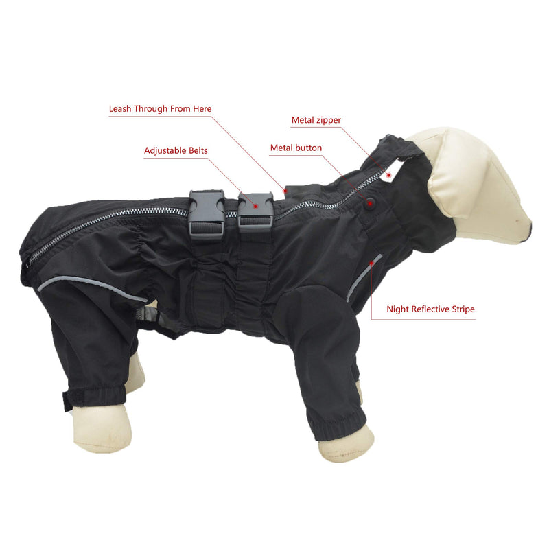 [Australia] - Lovelonglong Dogs Waterproof Jacket, Lightweight Waterproof Jacket Reflective Safety Dog Raincoat Windproof Snow-Proof Dog Vest for Small Medium Large Dogs 5XL (-100lbs) Black 