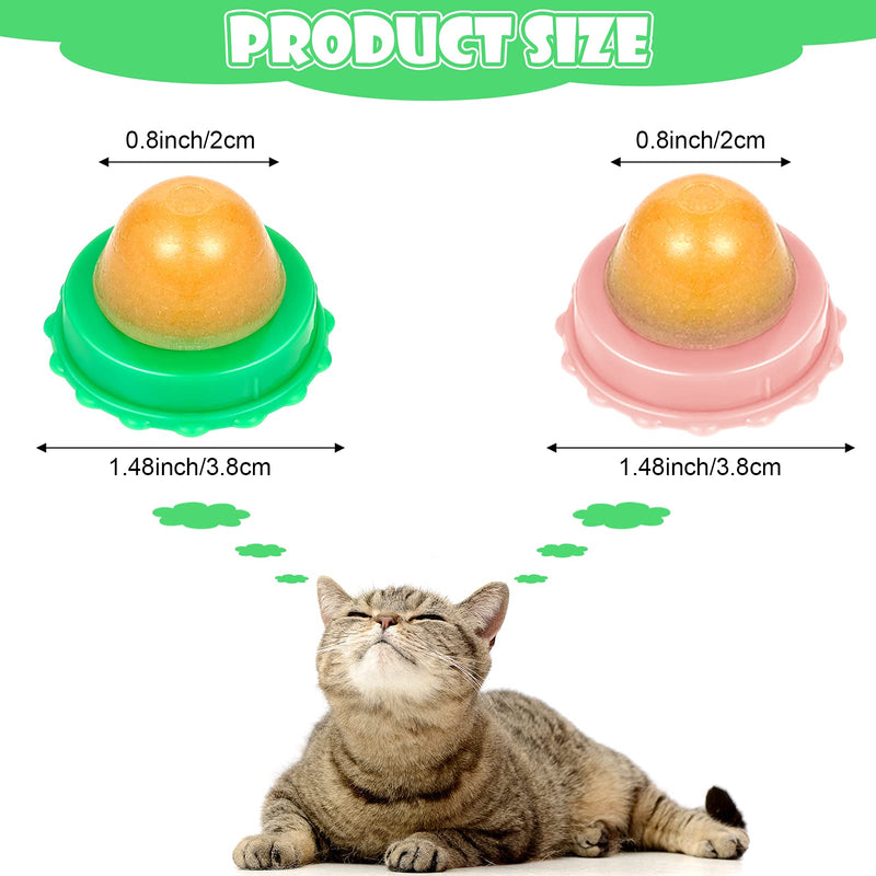 Tinideya 12 Pieces Cat Snacks Candy Ball Cat Licking Sugar Energy Ball Edible Catnip Balls Toy Kitten Sweet Ball Solid Candy for Cat Kitten Green, Pink - PawsPlanet Australia