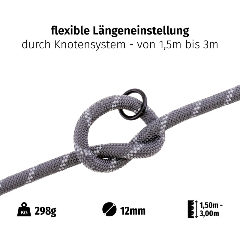 Floxik Premium Dog Lead | Dog leash 3m adjustable - rope leash for small and medium-sized dogs - robust and stylish in gray or orange 3m | ø 12mm - PawsPlanet Australia