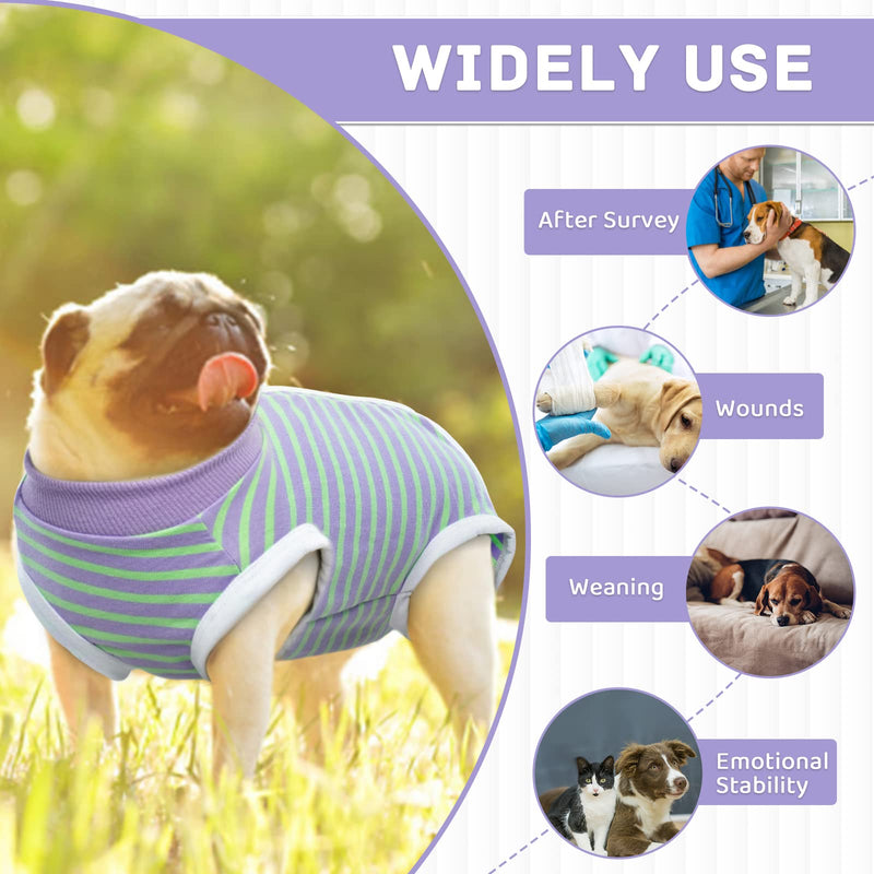 BRKURLEG Dog Recovery Suit After Surgery,Surgical Shirts Spay Suit for Female Male Dog, Striped Puppy Doggy Onesie Snugly Vest for Abdominal Wounds Anti-Licking, Zipper Closure Cat Neutering Suit Small Purple Stripes - PawsPlanet Australia