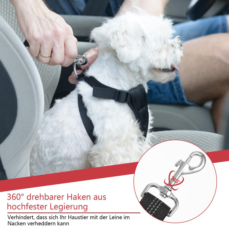 Adjustable seat belt dog car headrest, dog safety harness, dog seat belt with elastic for small dogs, medium-sized puppies-black - PawsPlanet Australia