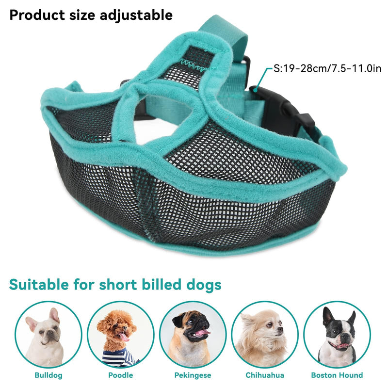 Muzzle for dogs, dog muzzle with short snout, mesh adjustable muzzle French bulldog, breathable short snout anti-bite bulldog for anti-biting, anti-bark licking S - PawsPlanet Australia