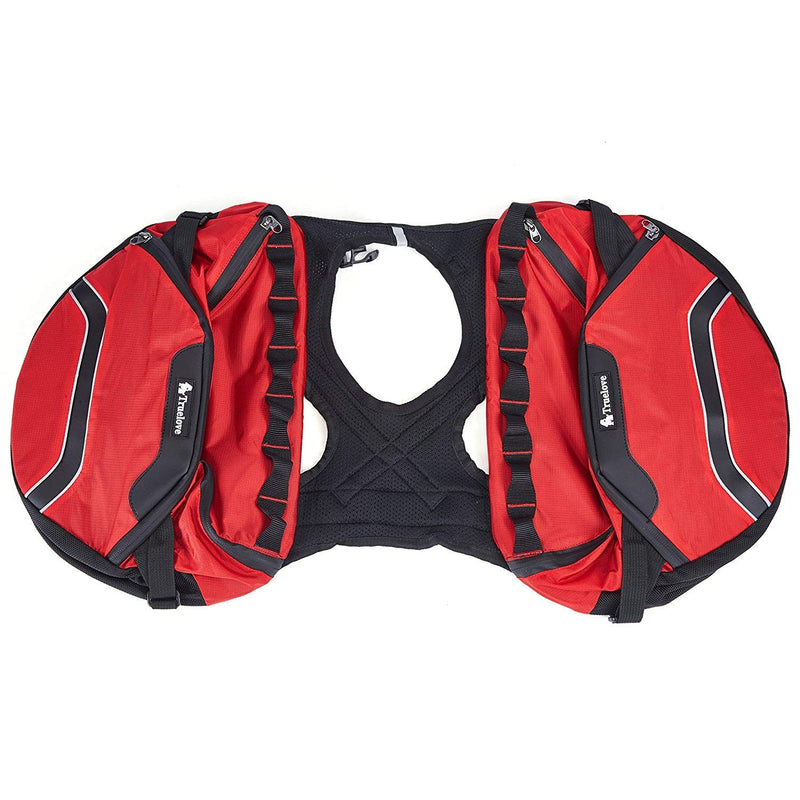 [Australia] - Pettom Dog Saddle Backpack 2 in 1 Saddblebag&Vest Harness with Water-Resistant for Backpacking, Hiking, Travel, for Small, Medium & Large Dogs Red 