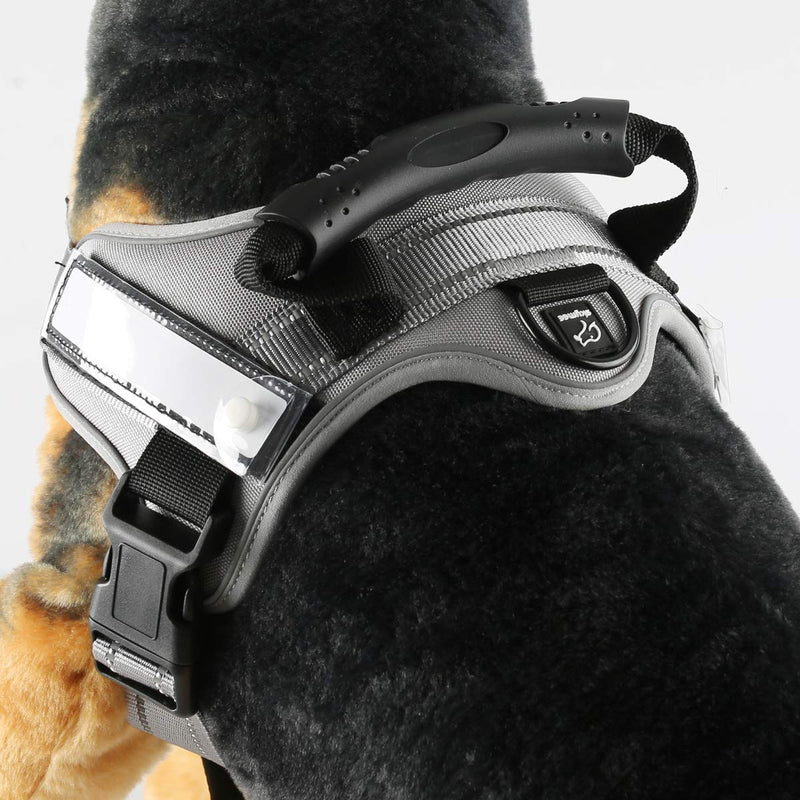 [Australia] - SKYMEE Dog Harness No-Pull Adjustable Pet Harness Nylon Webbing with Reflective Material Vest for Dogs Easy Control for Small Medium Large Dog Grey 