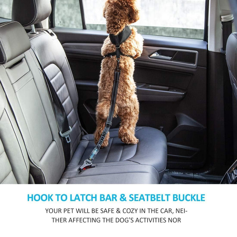 IOKHEIRA Dog Seat Belt for Car, Dog Belt for Car Safety Harness Adjustable with Universal Plug & Locking Bar Attachment (Midnight) Midnight - PawsPlanet Australia