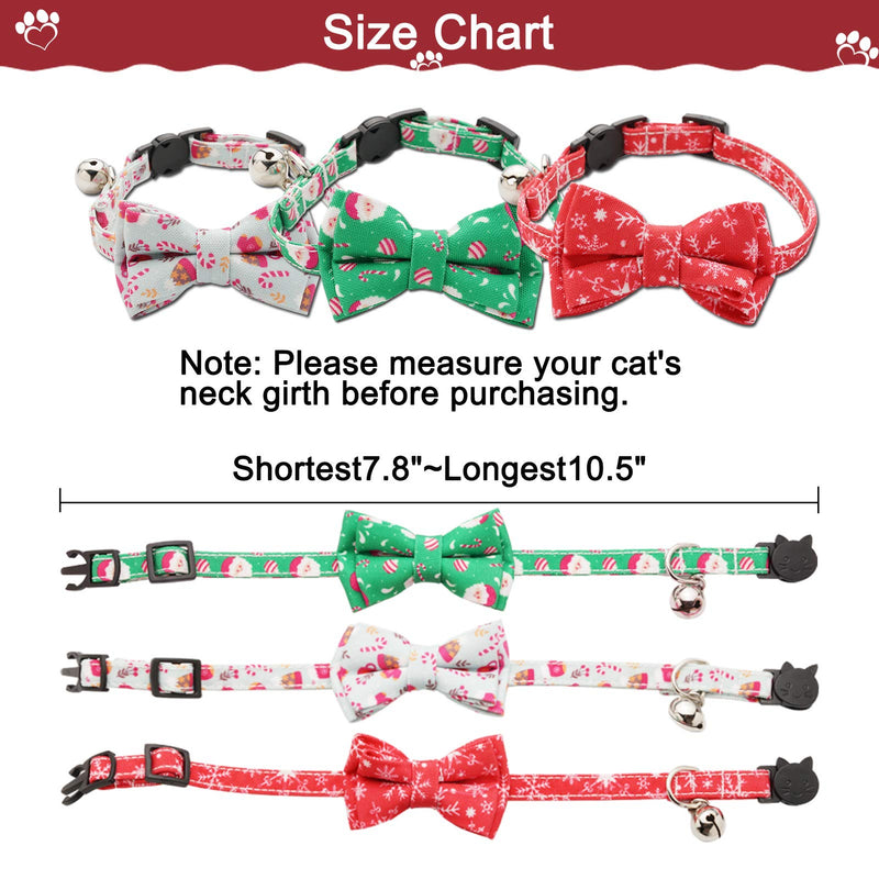 [Australia] - Lutiore Christmas Cat Collar, 3 Pack Cat Collar Breakaway with Cute Bow Tie, Bell and Safety Release Buckle, Adjustable for Cats Kitten and Some Puppies 