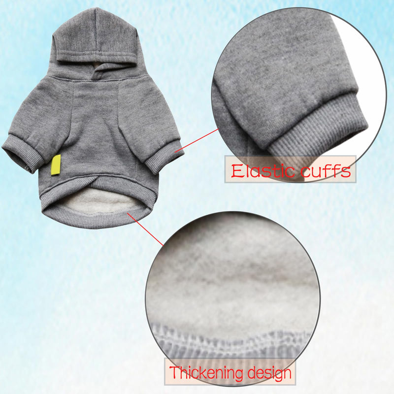 Security Dog Hoodies Dog Clothes Apparel Winter Sweatshirt Warm Sweater Cotton Puppy Small Dog Hoodie for Small Dog Medium Dog Cat Grey - PawsPlanet Australia