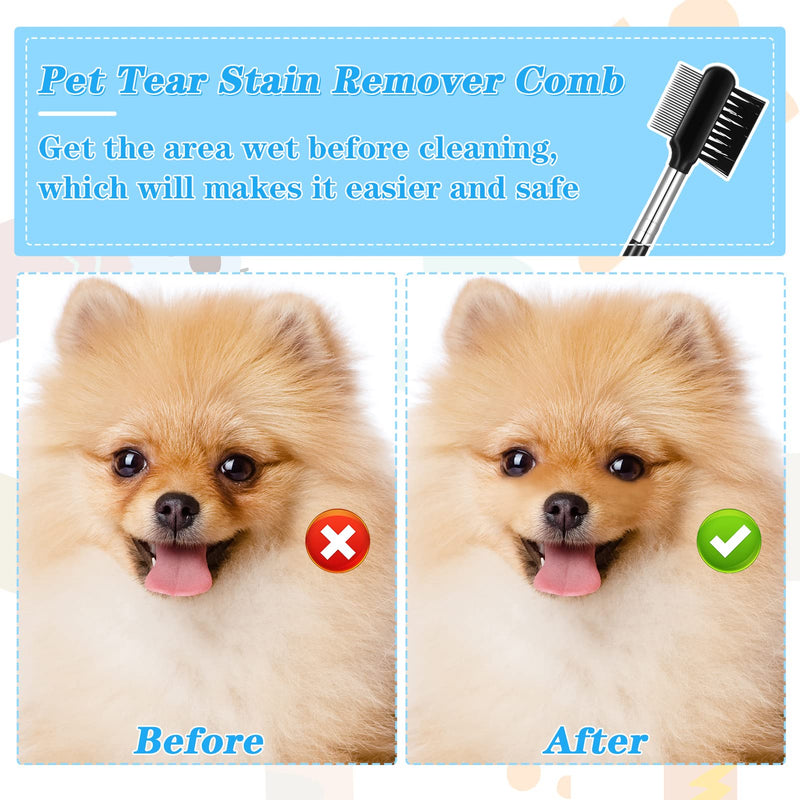 Thursday April Pack of 5 Tear Stain Remover Comb Double Sided Dog Eye Comb Brush Dog Flea Combs Pet Grooming Comb Multi-Purpose Tool for Cats Dogs Grooming Comb - PawsPlanet Australia
