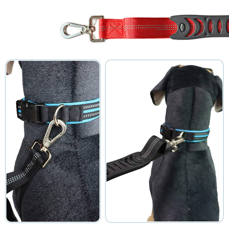 Fas Plus Multifunctional Dog Leashes (4FT-6FT) with Car Seat Belt and Padded Handle and Elastic Nylon and Reflective Threads for Medium and Large Dogs Black - PawsPlanet Australia