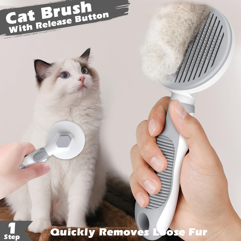 Comotech 4PCS Cat Grooming Kit | Cat Brush with Release Button | Cat Nail Clipper with Nail File | Dog&Cat Hair/Grooming/Massage/Bath Brush for Long or Short Haired Cats&Dogs - Premium Cat Supplies - PawsPlanet Australia
