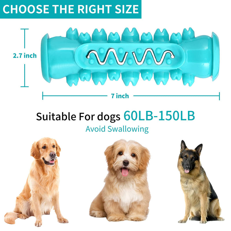 JOHNBOLIN Dog Toothbrush Chew Stick Toy 2Pack for Teeth Cleaning, Squeaky Natural Rubber Dental Care Chewing Cleaning Stick,Durable Dog Toys for Small Medium Dogs Blue - PawsPlanet Australia