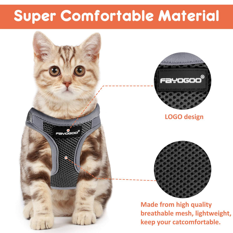 [Australia] - Cat Harness and Leash for Walking Escape Proof, Adjustable Cat Leash and Harness Set, Lifetime Replacement, Lightweight Kitten Harness, Easy Control Breathable Step-in Cat Vest with Reflective Strip Small (fit cats 3.3-5.5lbs) Black 