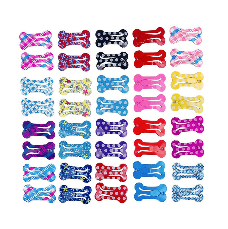 PET SHOW Cute 1" Small Bone Snap Hair Clips Pet Grooming Products Dog Cat Puppy Hair Accessories Random Color Pack of 20 - PawsPlanet Australia